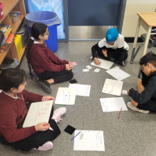 Students playing math games.