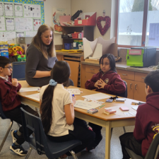 Students playing math games.